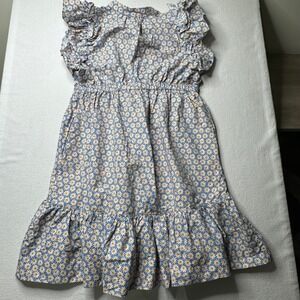 Anthropologie Floral Ruffle Sleeveless Dress Women's Small
